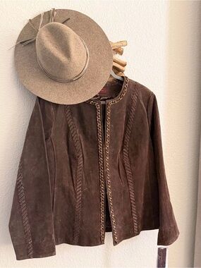 NWT Suede leather jacket Chain-Trim Women sz 1X XL 16 Hal Rubinstein